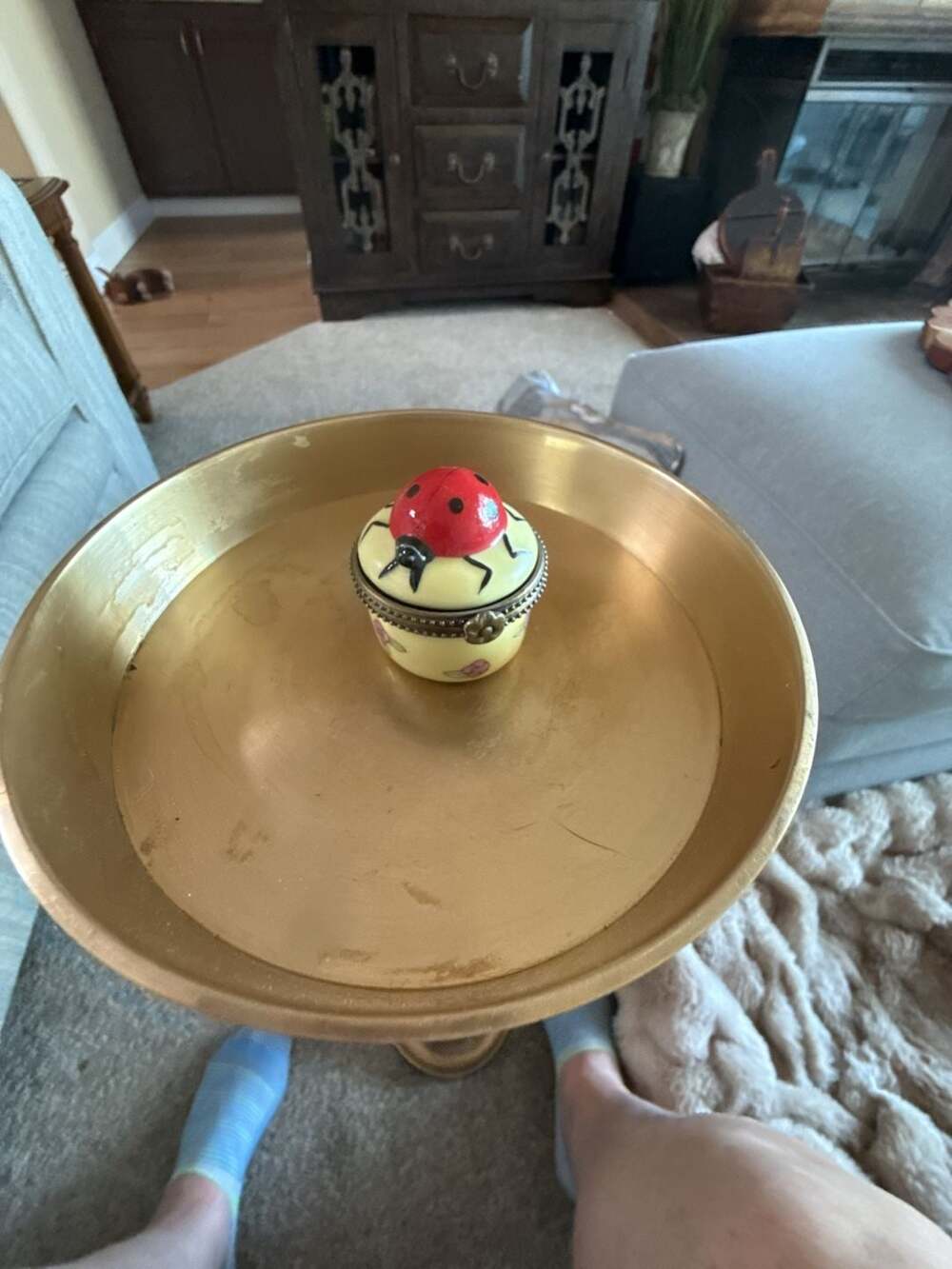 Unbranded Ceramic Ladybug Trinket Box Hinged Floral